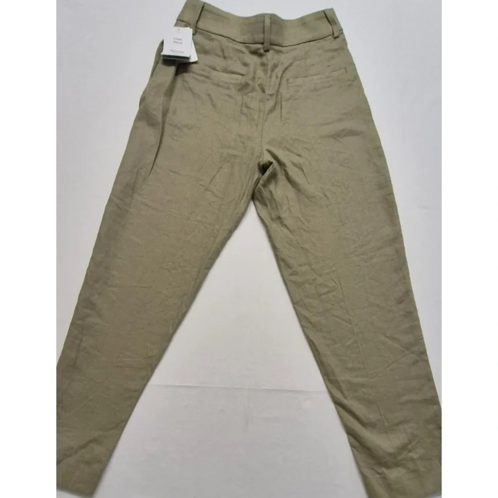 NWT H&M Women's Linen Blend Dress Pants Beige Trousers Slacks Size‎ 4 EUR 36
